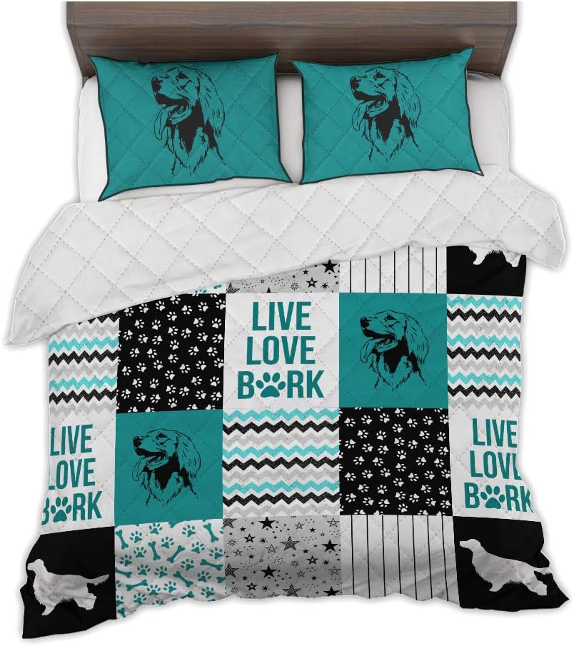 Irish Setter Dog Shape Pattern Quilt Bed Set Comfy Funny Bed Quilt Bed