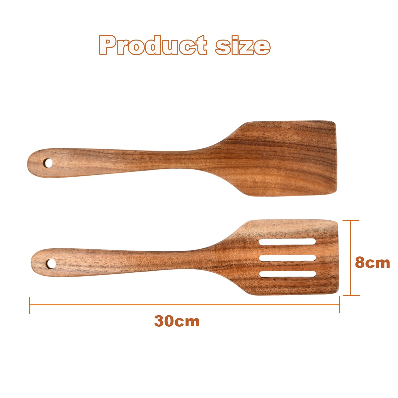 Set van 2 houten spatels 33 cm voor de keuken, vaatwasmachinebestendig