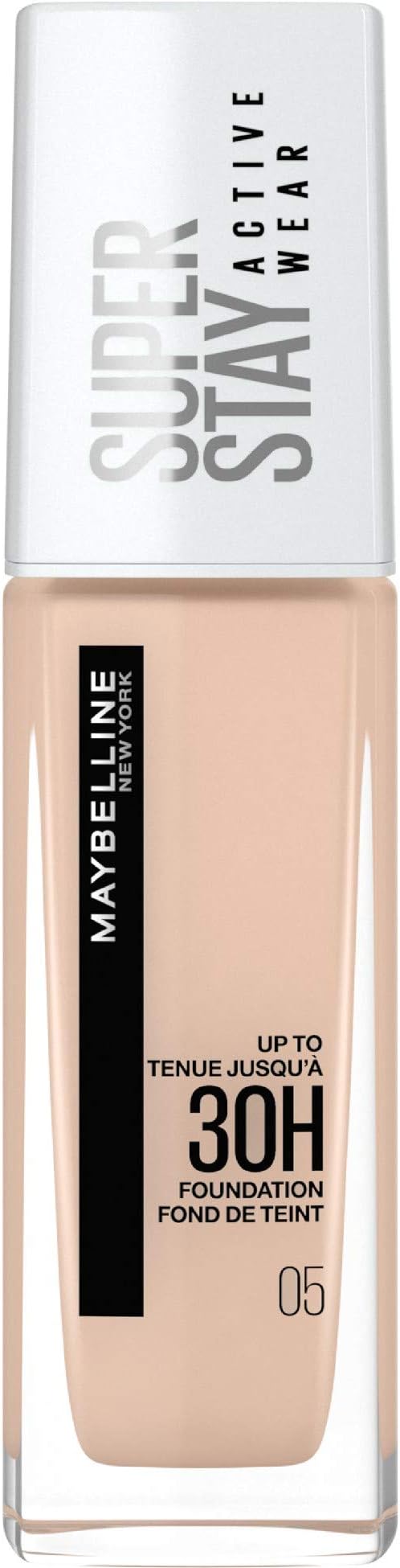 Maybelline New York Foundation, Superstay Active Wear 30 Hour Long-Lasting Liquid Foundation, Lightweight Feel, Water, Sweat and Transfer Resistant, 30 ml, Shade: 05, Light Beige
