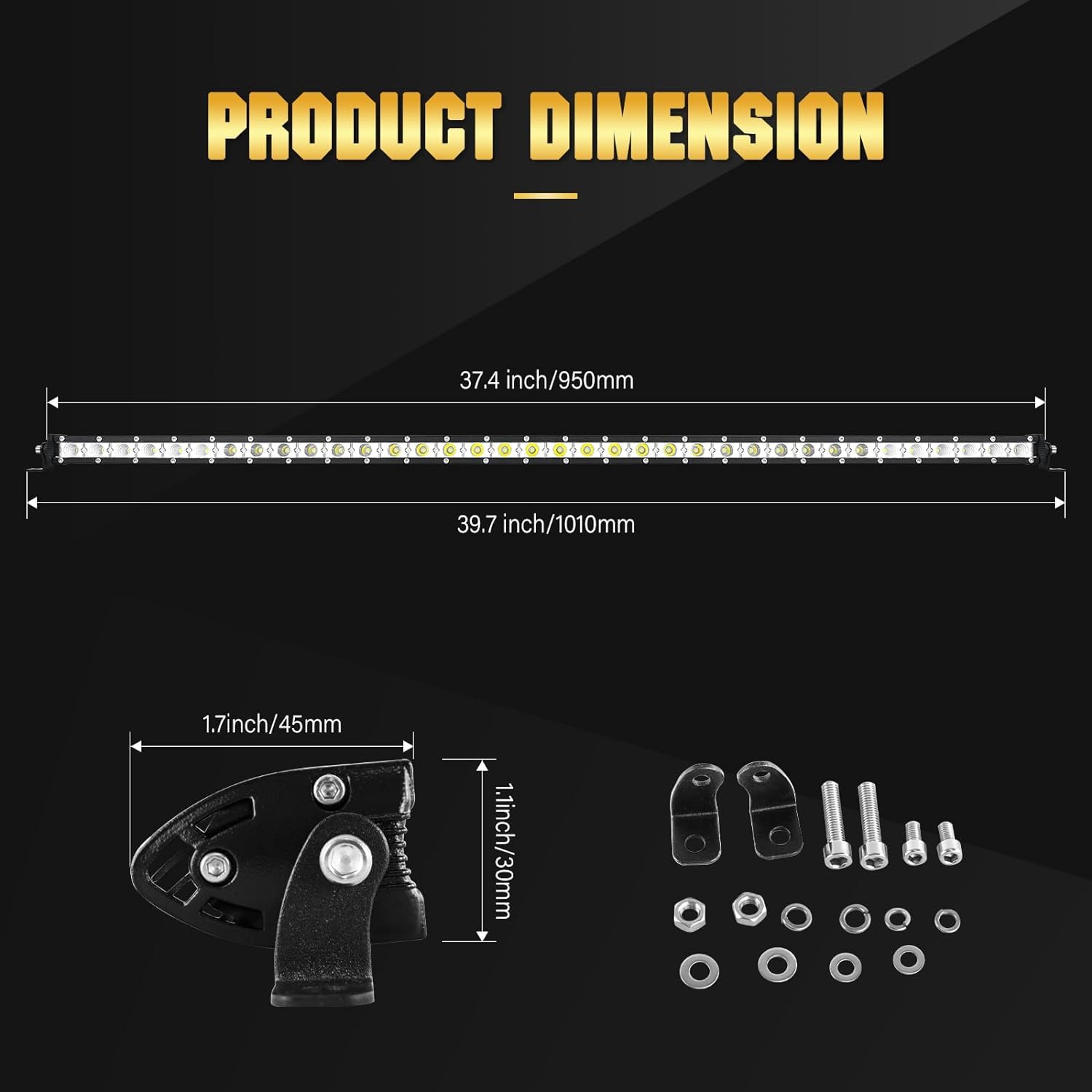 Willpower 1 x lampa robocza LED o mocy 180 W, 91 cm, punktowa wiązka powodziowa, światła przeciwmgielne, wąskie listwy świetlne do pickupa, SUV-a, ATV, UTV, ciężarówki, 1 szt