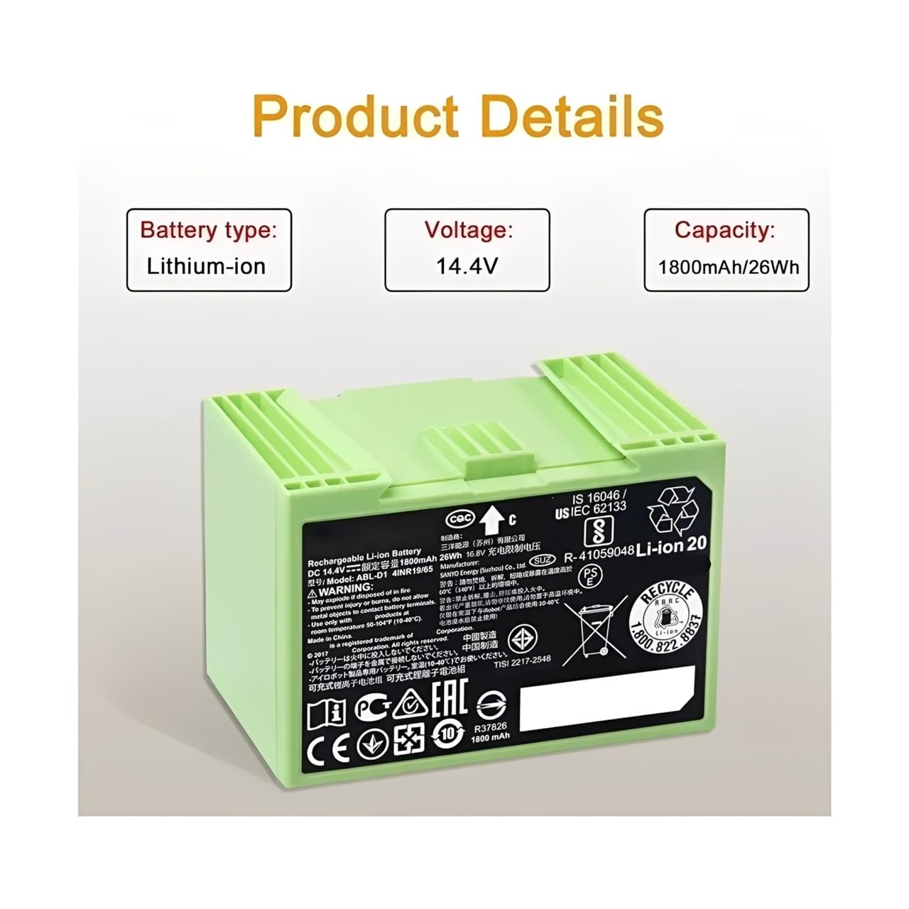 Amazon.co.jp: 14.4V 5000mAh 充電式バッテリー iRobot Roomba