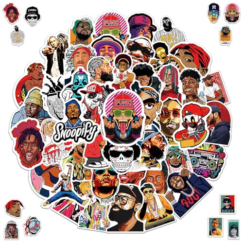 Autocollants Rock Band, 100 Pcs Stickers Hip Hop Rap, Graffiti Vinyle Autocollant, Classic Rock Autocollant, Décoration Cool Stickers, pour Ordinateur...