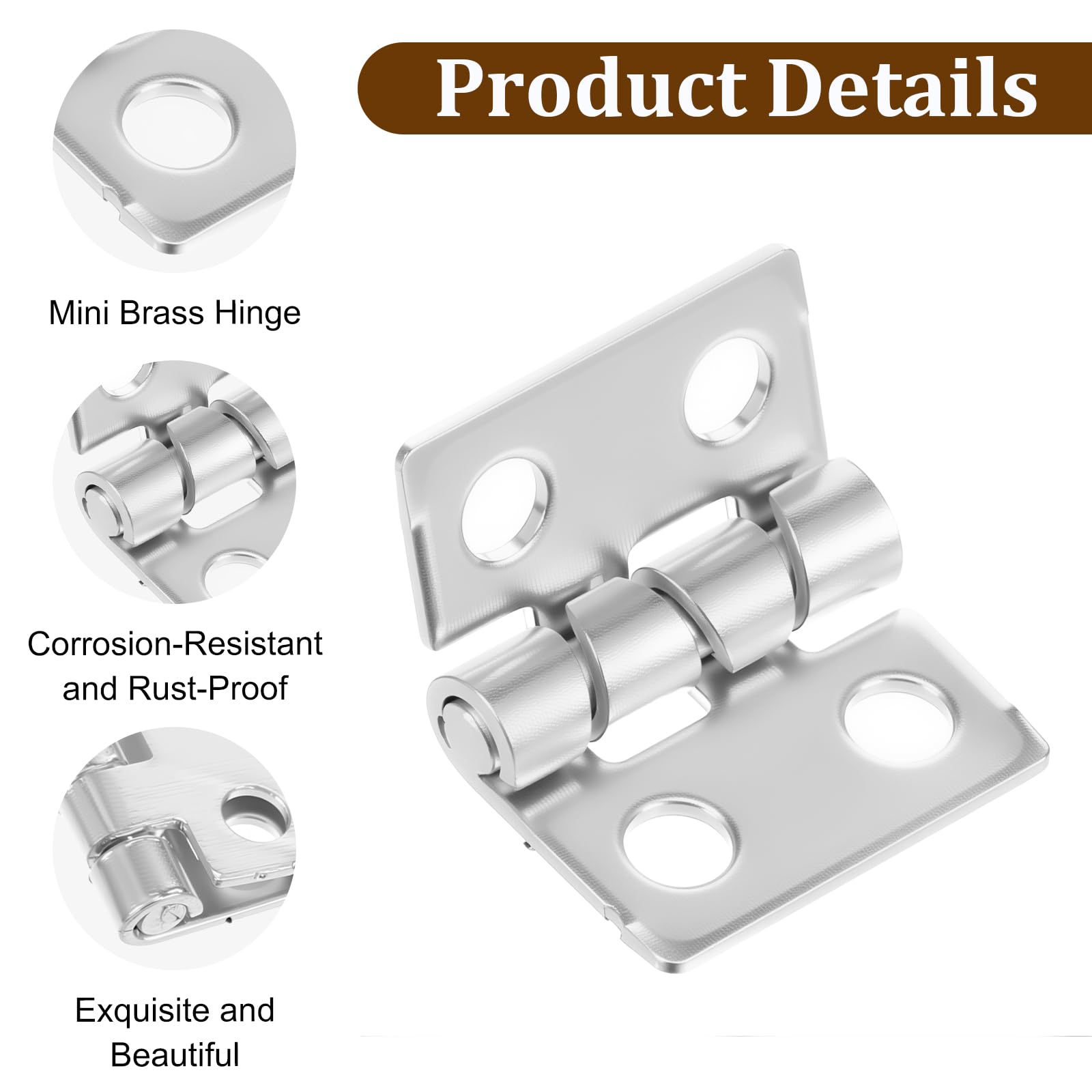 TIESOME 100 mini cerniere con 400 viti, in ottone, per il fai da te, piccole cerniere pieghevoli, per modellismo, mini cardine per armadio, cassapanca in legno fai da te