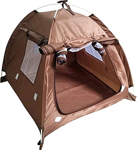 OLizee Transpirable, lavable, para mascotas, cachorros, perreras, perros, gatos, plegable, para interiores y exteriores, tienda de campaña (marrón,