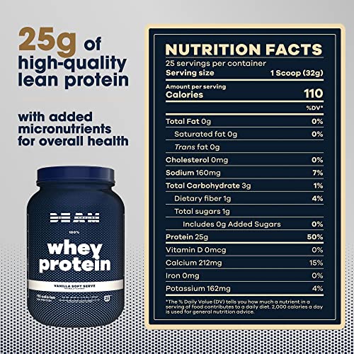 BEAM Be Amazing - Whey Protein Isolate Powder | Soy and Gluten-Free Protein Powder for Muscle Grow Support | Post Workout Shake with Digestive Enzymes & Recovery | Vanilla Soft Serve, 25 Servings - Image 3