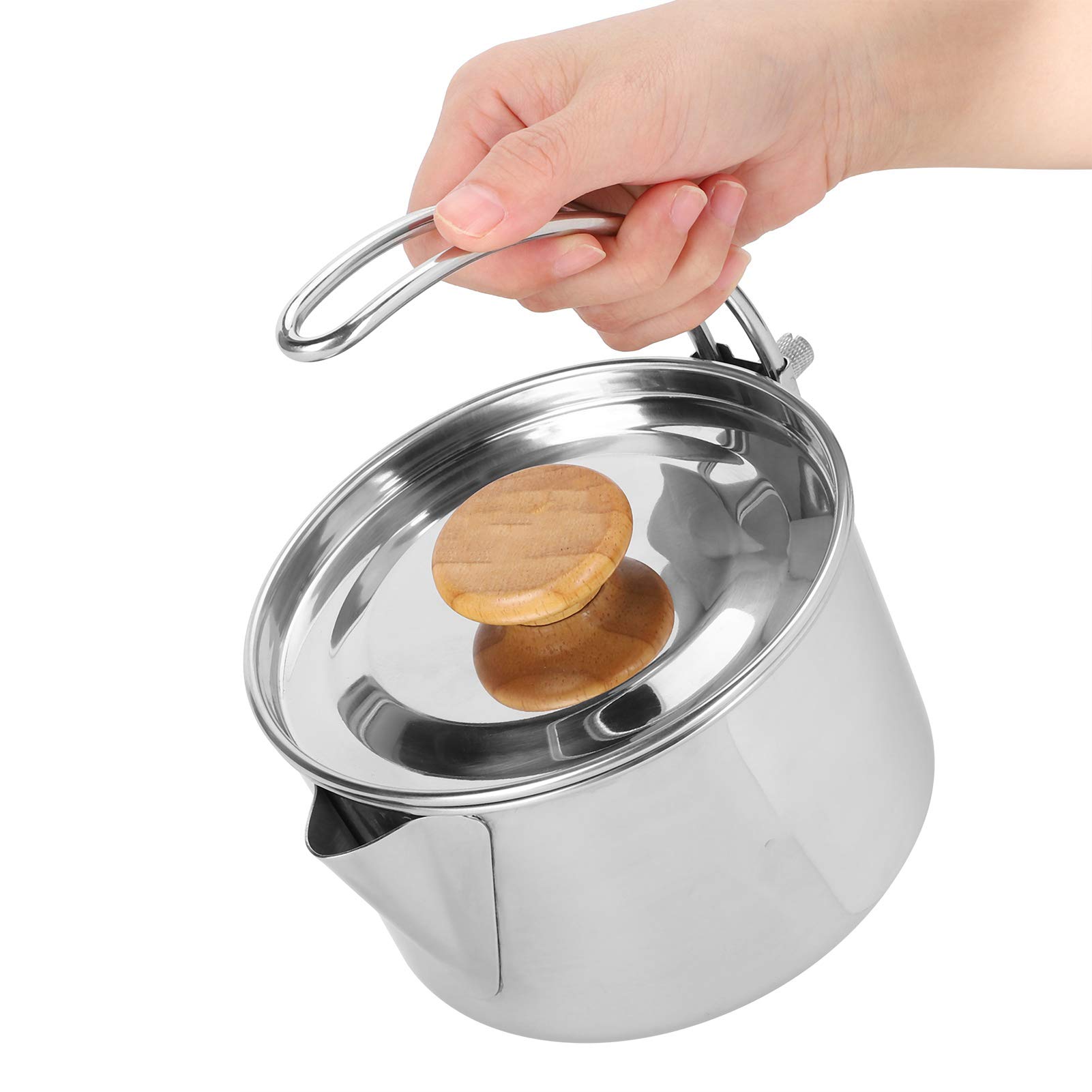 Bollitore in Acciaio Inossidabile, Resistente, Leggero, Portatile, da Campeggio, per Picnic, caffè, Teiera per Barbecue All'aperto, 17 X 14 X 9 Cm