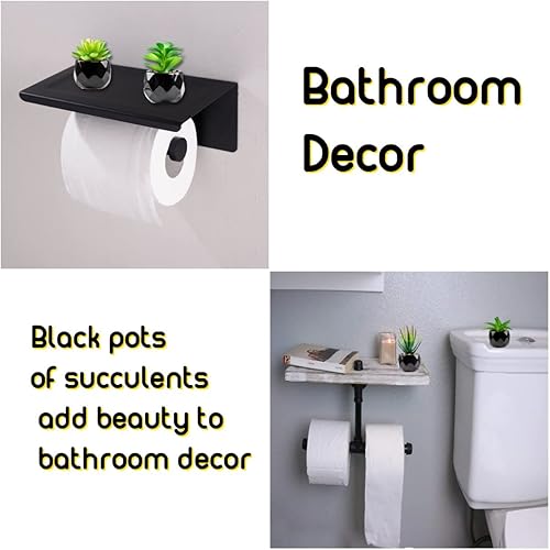 Miniatura 6 de Plantas artificiales para interiores en macetas, plantas falsas al aire libre, mini maceta de cerámica negra, decoración de suculentas verdes para