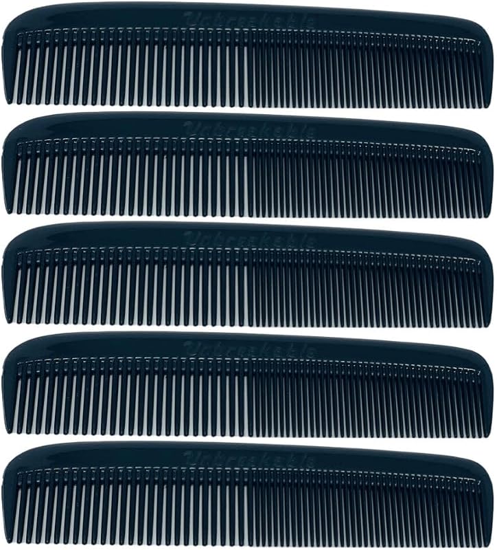 GENTS (5 Pack) Pocket Comb Black Unbreakable Round Teeth Course Fine Pocket Beard & Mustache Combs for Men's Hair | Sideburns Travel-Friendly Symmetry, Friendly Birthday Gifts Peines para Cabello | Unbreakable, Round Teeth Course Fine, Beard & Mustache, Sideburns, Travel-Friendly
