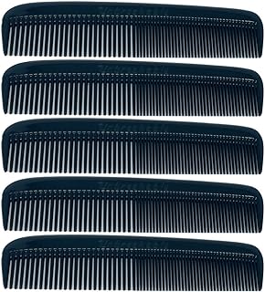 GENTS (5 Pack) Pocket Comb Black Unbreakable Round Teeth Course Fine Pocket Beard & Mustache Combs for Men's Hair | Sideburns Travel-Friendly Symmetry, Friendly Birthday Gifts