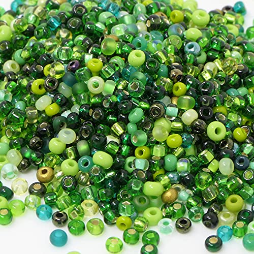 Rocailles-Perlen-Mix 1500 Stück Glasperlen Mischung 2mm Grün zum Auffädeln Indianerperlen Größe 11/0 Cover