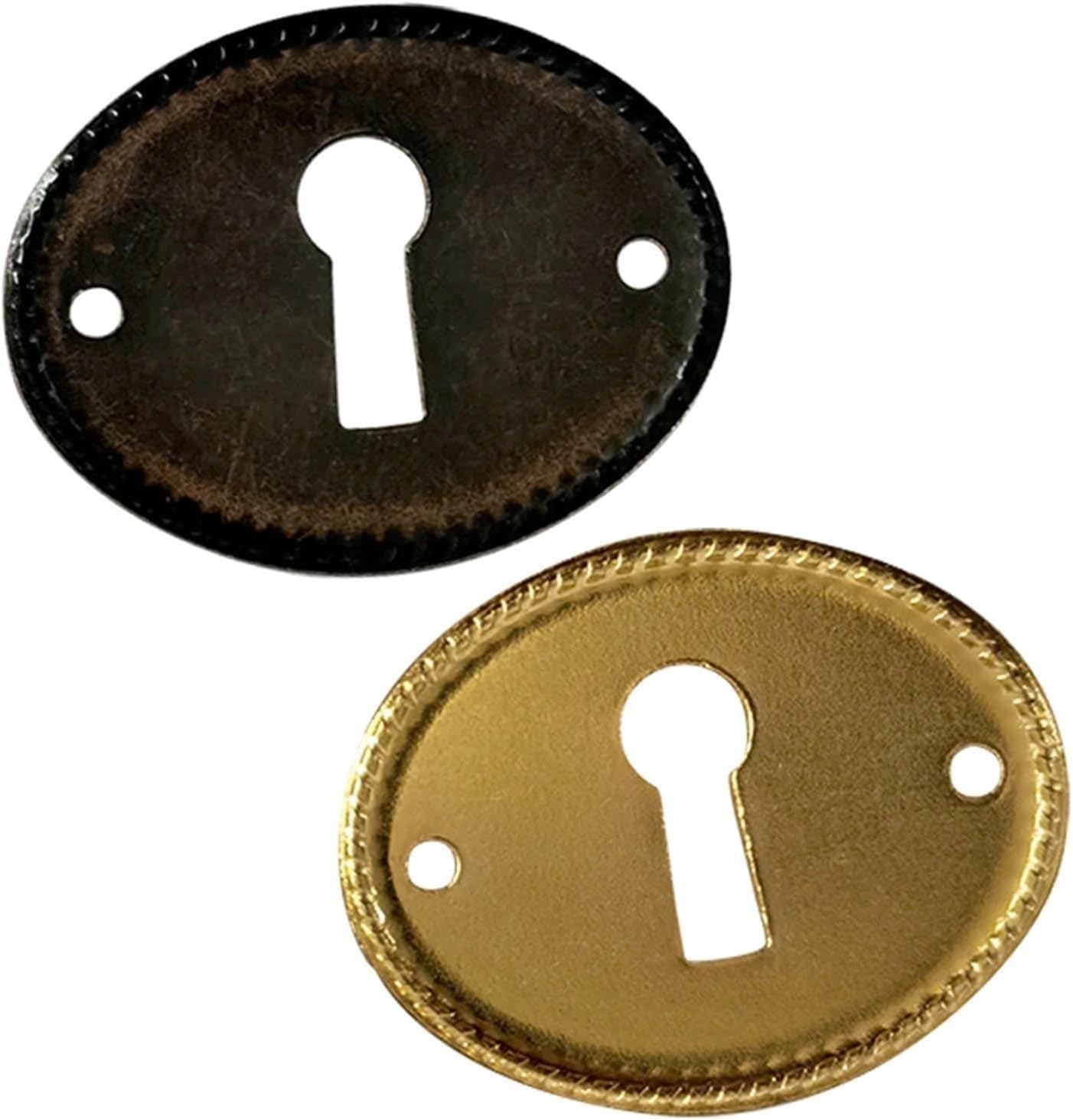 2Pcs Keyhole Cover Plate Oval Key Escutcheon Insert Decor Furniture Accessories Zinc Alloy Vintage Door Drawer Plates 35 * 27mm(Antique Bronze)