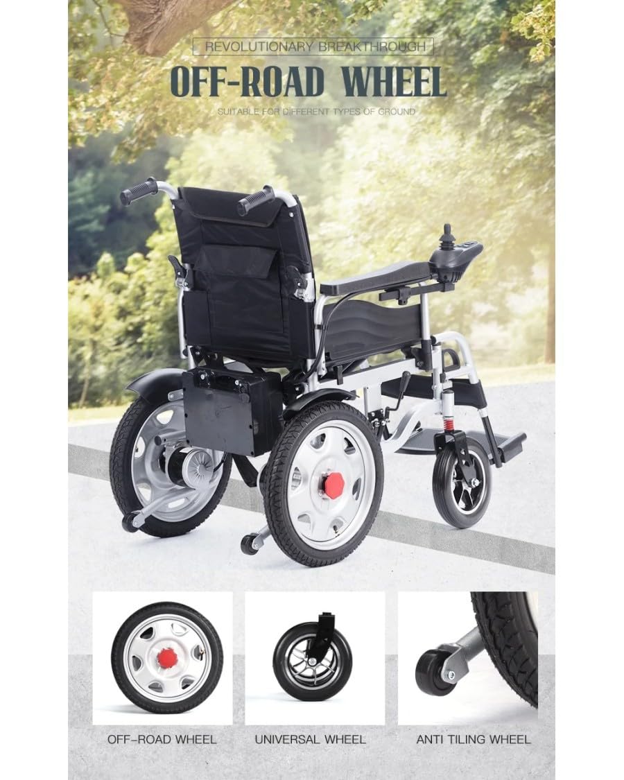 Sedia a rotelle elettrica pieghevole in acciaio, 44 kg, 76 x 110 x 95 cm, larghezza seduta 56 cm, certificazione CE, motore 2 x 250 W, modello J27