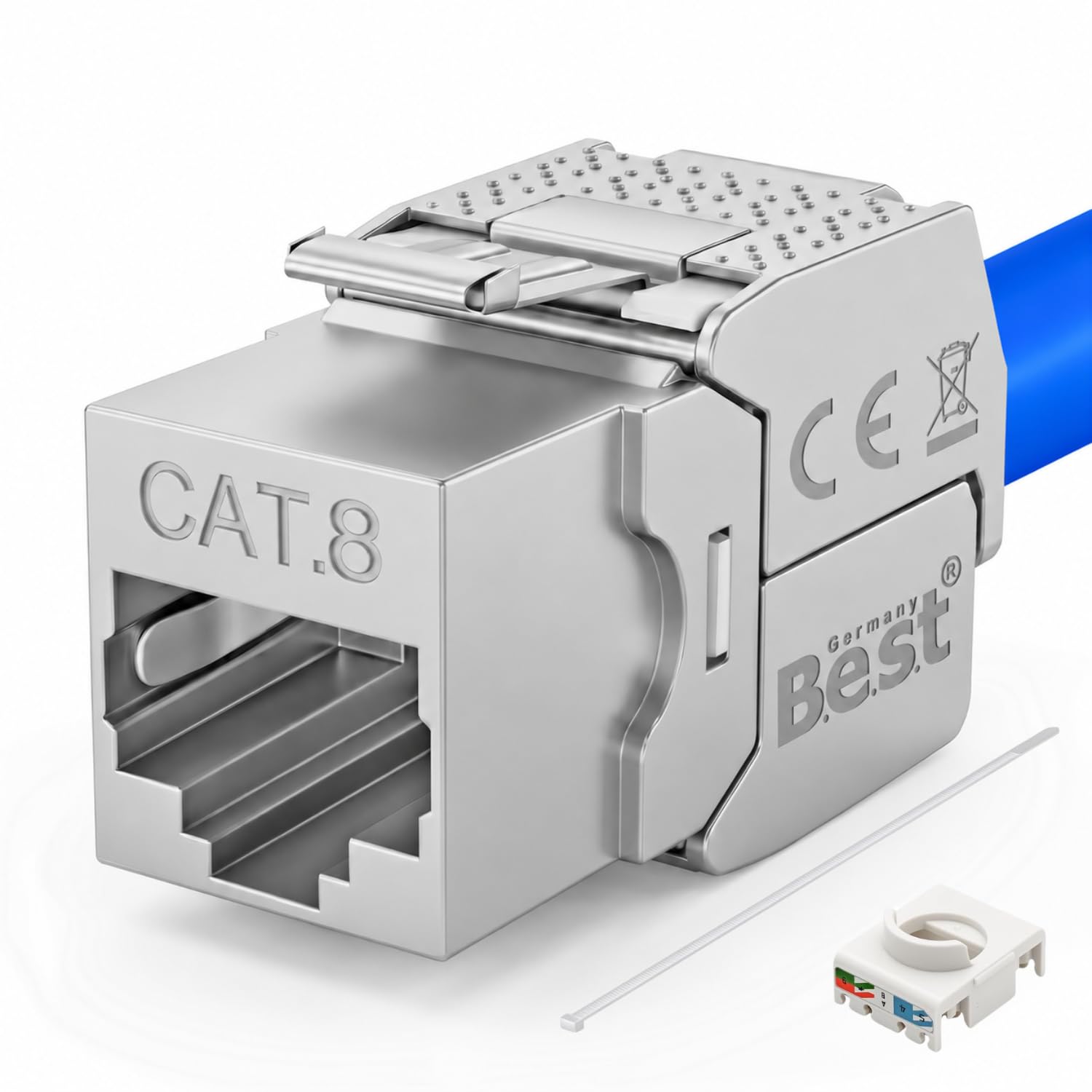 Lot de 12 modules réseau Keystone CAT 8 RJ45 - Prise Keystone haute vitesse - Montage sans outil - 40 Gbit/s - Blindé STP - Contacts plaqués or - Compatible avec AWG 22-26 et panneaux de brassage