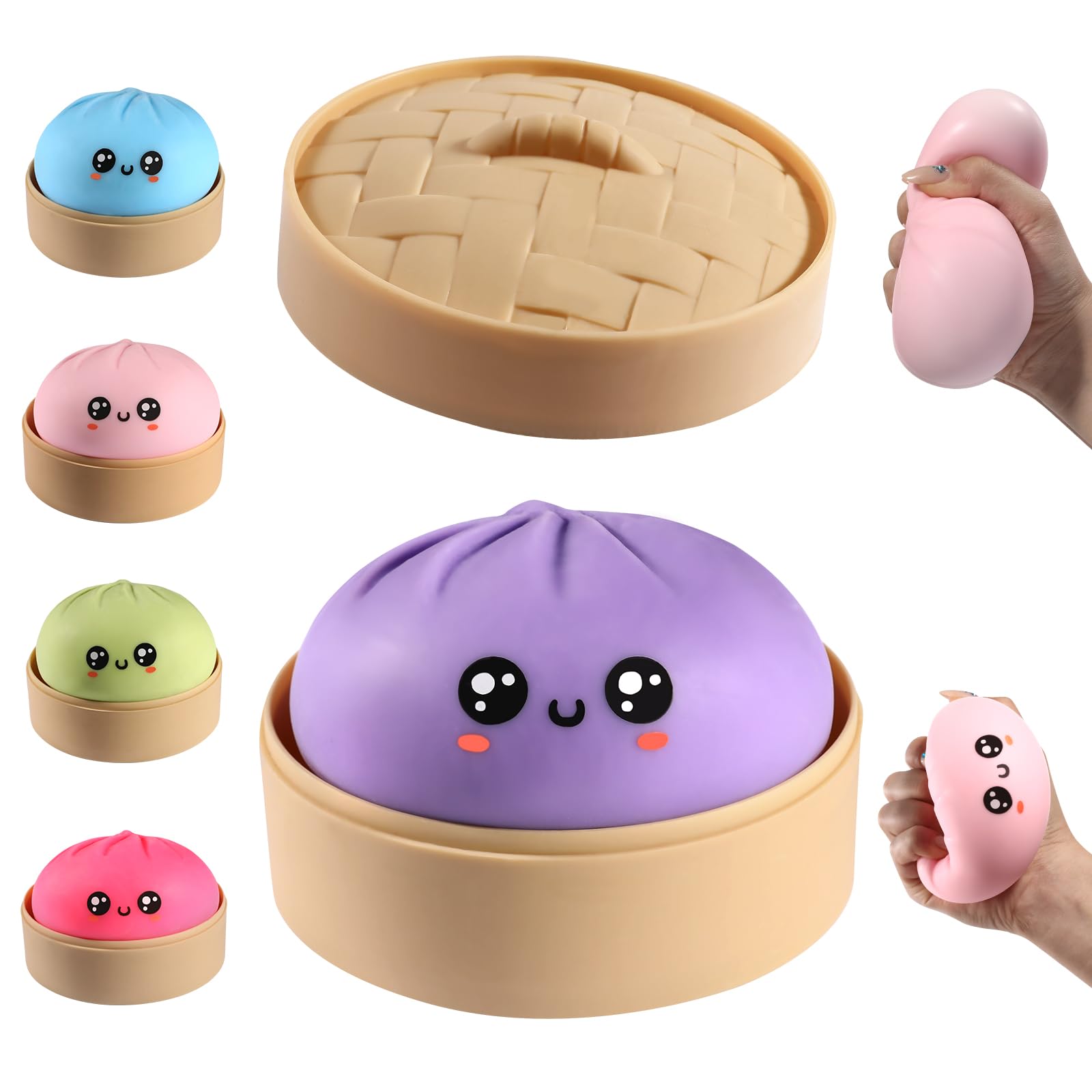 Photo 1 of Dumpling Squishy, Dumpling Squishy Mystery Box, Cute Big Squishy Dumpling Stress Ball Fidget Sensory Toy for Adults Anxiety Relief, Novelty Squeeze Ball for Office Desk (Purple)