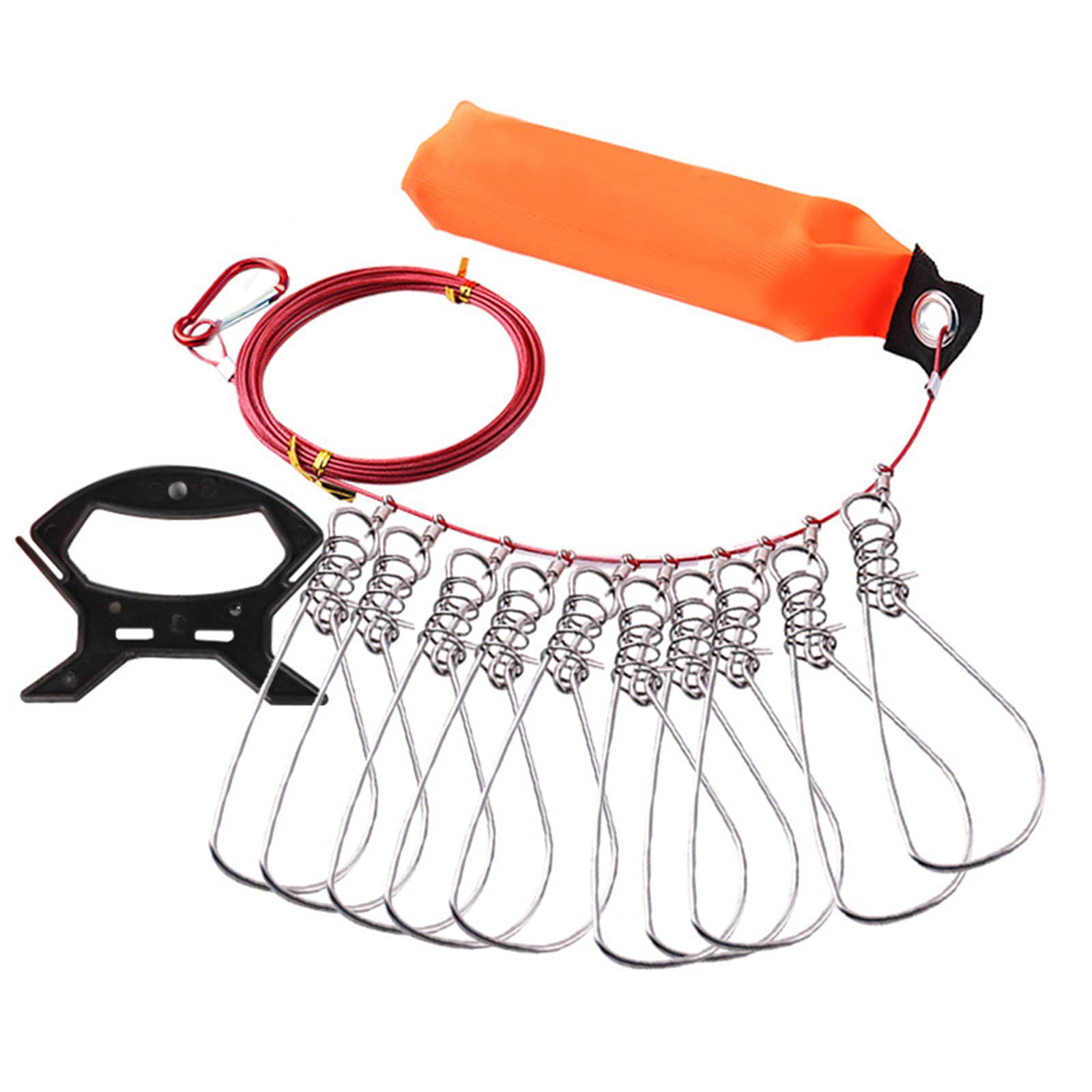 Acero Inoxidable Stringer de Peces Vivos, con Acero Inoxidable Broches, Flotador de Naranja, Bolsa de Almacenamiento, Articulos de Pesca, Peces Artificiales Pesca, Carpfishing Kit Pesca