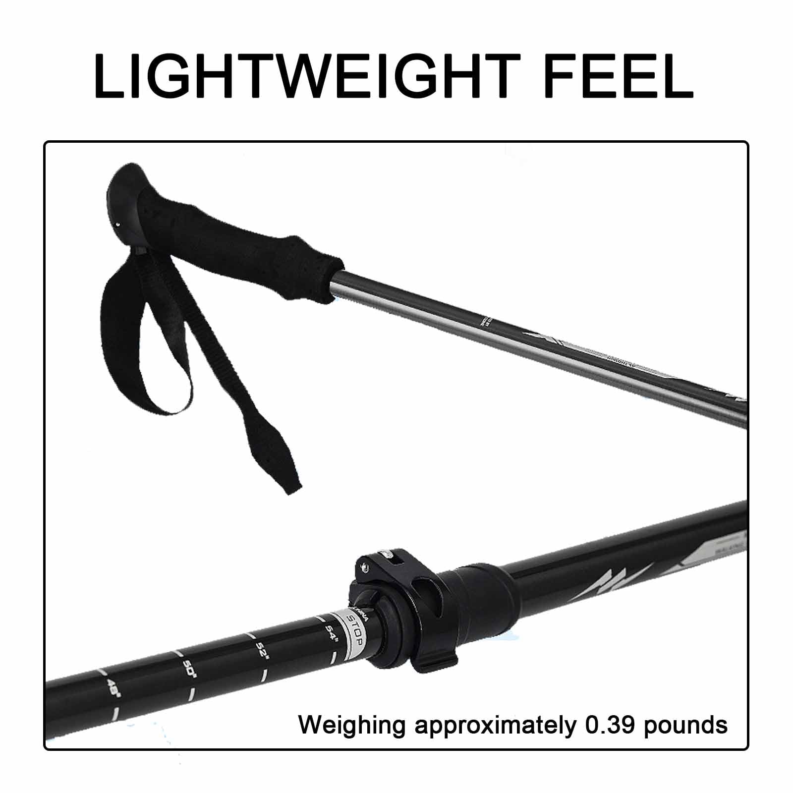 Bastones de Senderismo Ultraligeros de Fibra de Carbono, Bastones Senderismo, Bastón Trekking Aluminio Plegable y Extensible, Bastones Trekking Ajustables para Senderismo(Size:2PC,Color:Off-white)