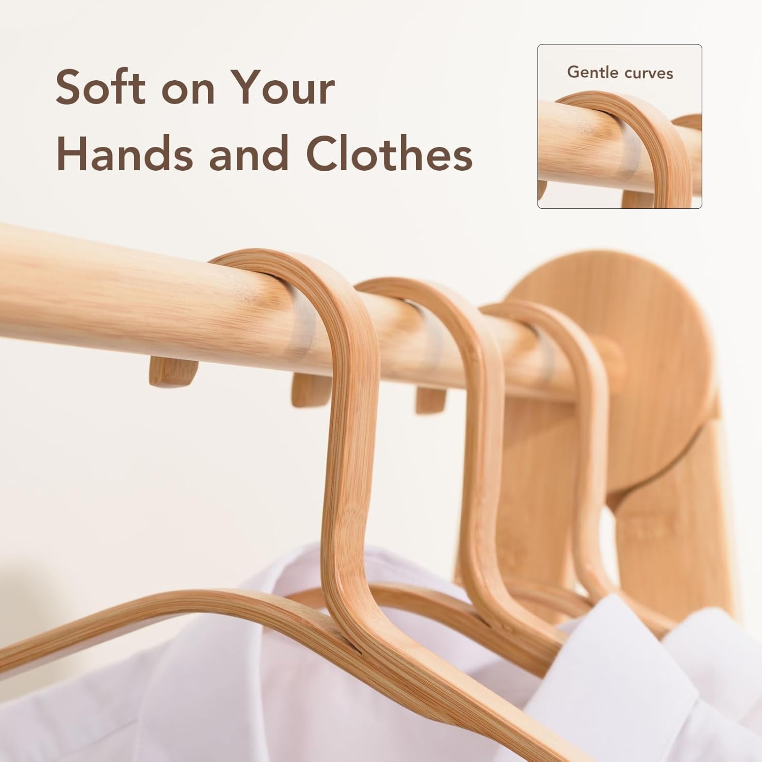 GUDEE CAKON Set of 3 Bamboo Hangers – Eco-Friendly, Strong & Durable Clothes Hangers (Natural)