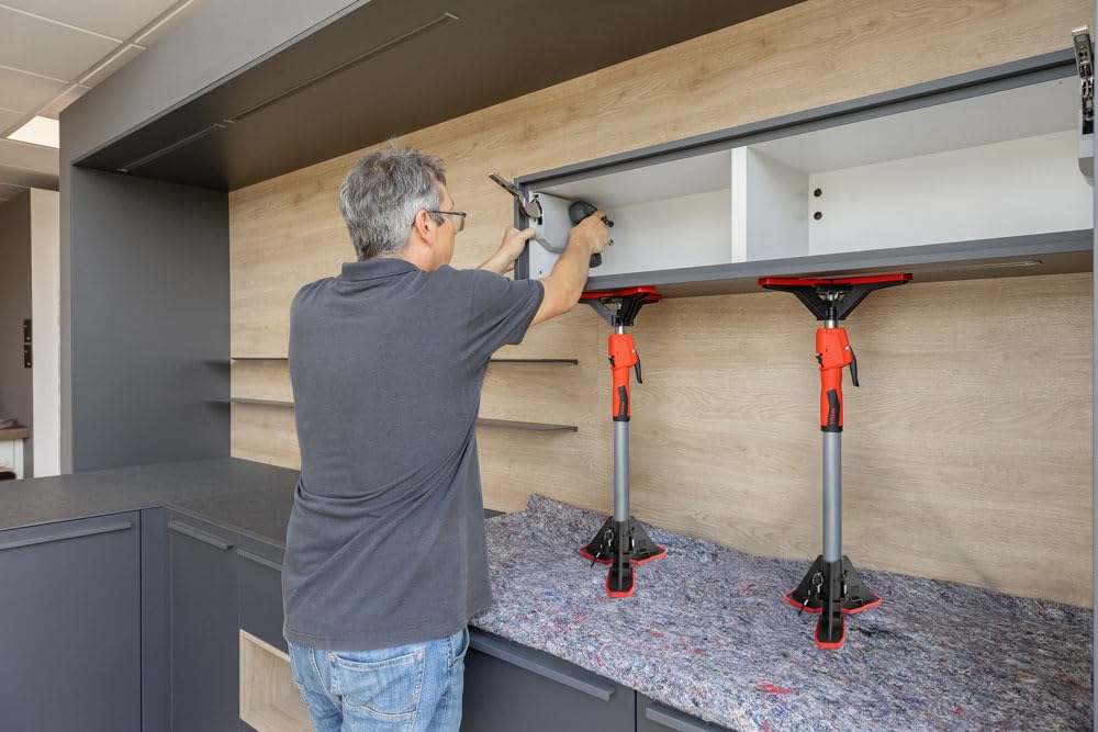 BESSEY Deckenstütze STE90-SET, Verstellweg 575-910 mm, Stabile Montagehilfe im 2er Set, schnell fixiert für Montage, Trockenbau und Innenausbau