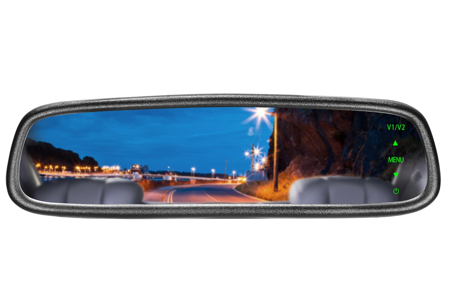 iMirror 4.3 Inch HD LCD Ultra High Brightness Car RCD Rearview Mirror Monitor with 2 Video Inputs Temperature Compass Display for All Vehicle