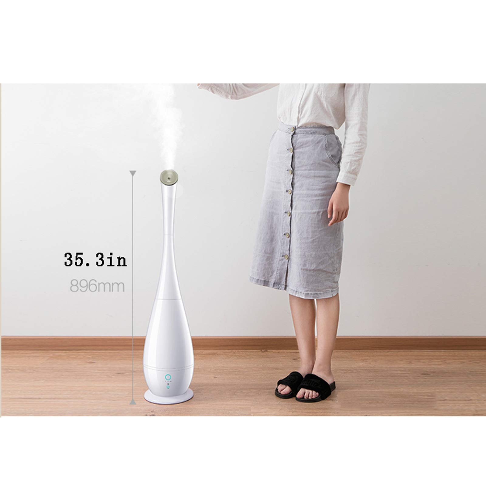 Umidificatore Domestico Silenzioso a umidità costante, di Grande capacità (5 Litri), con spegnimento Automatico in Caso di Mancanza d'Acqua.,