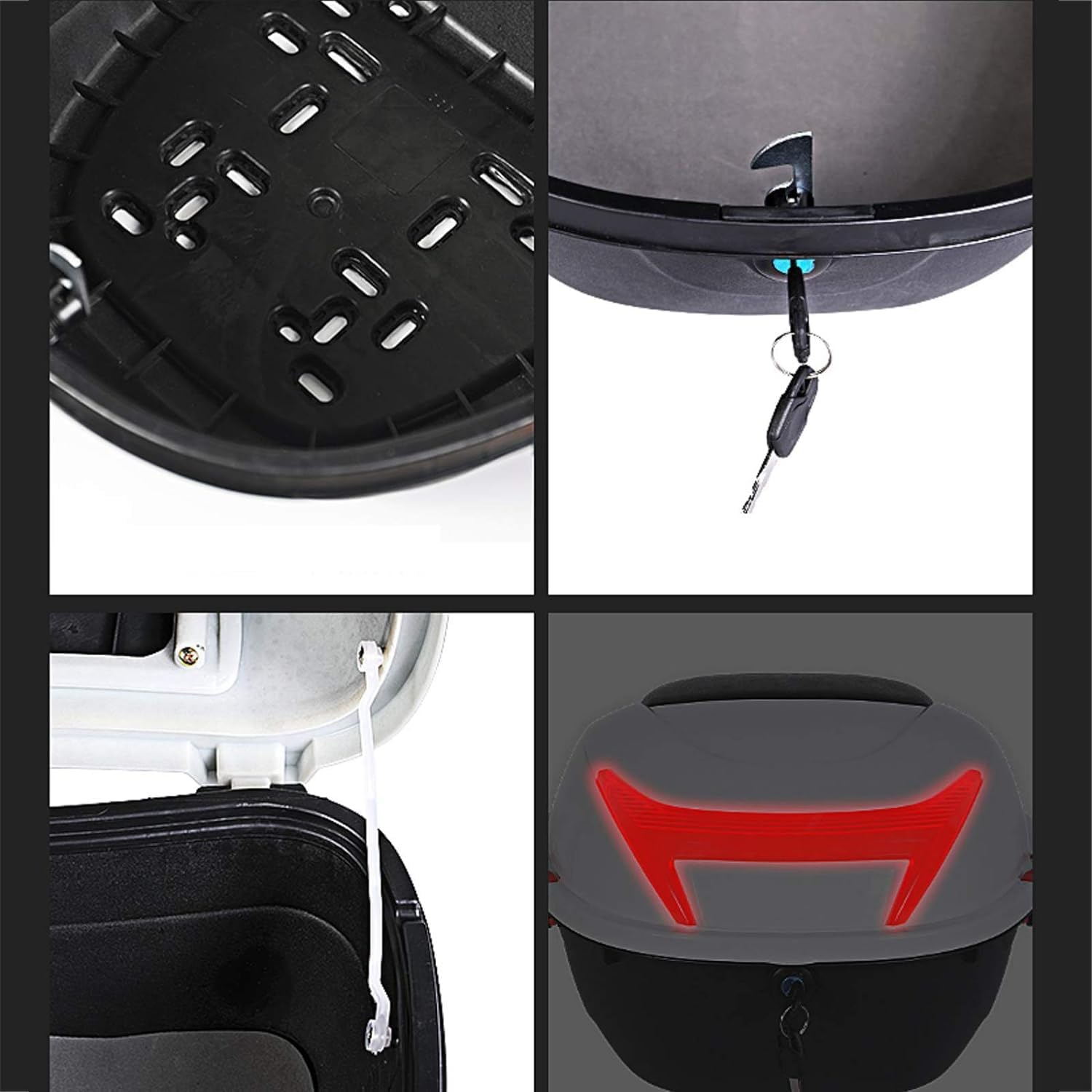 Boîte de rangement universelle pour casque et équipement de moto, scooter, cyclomoteur, quad