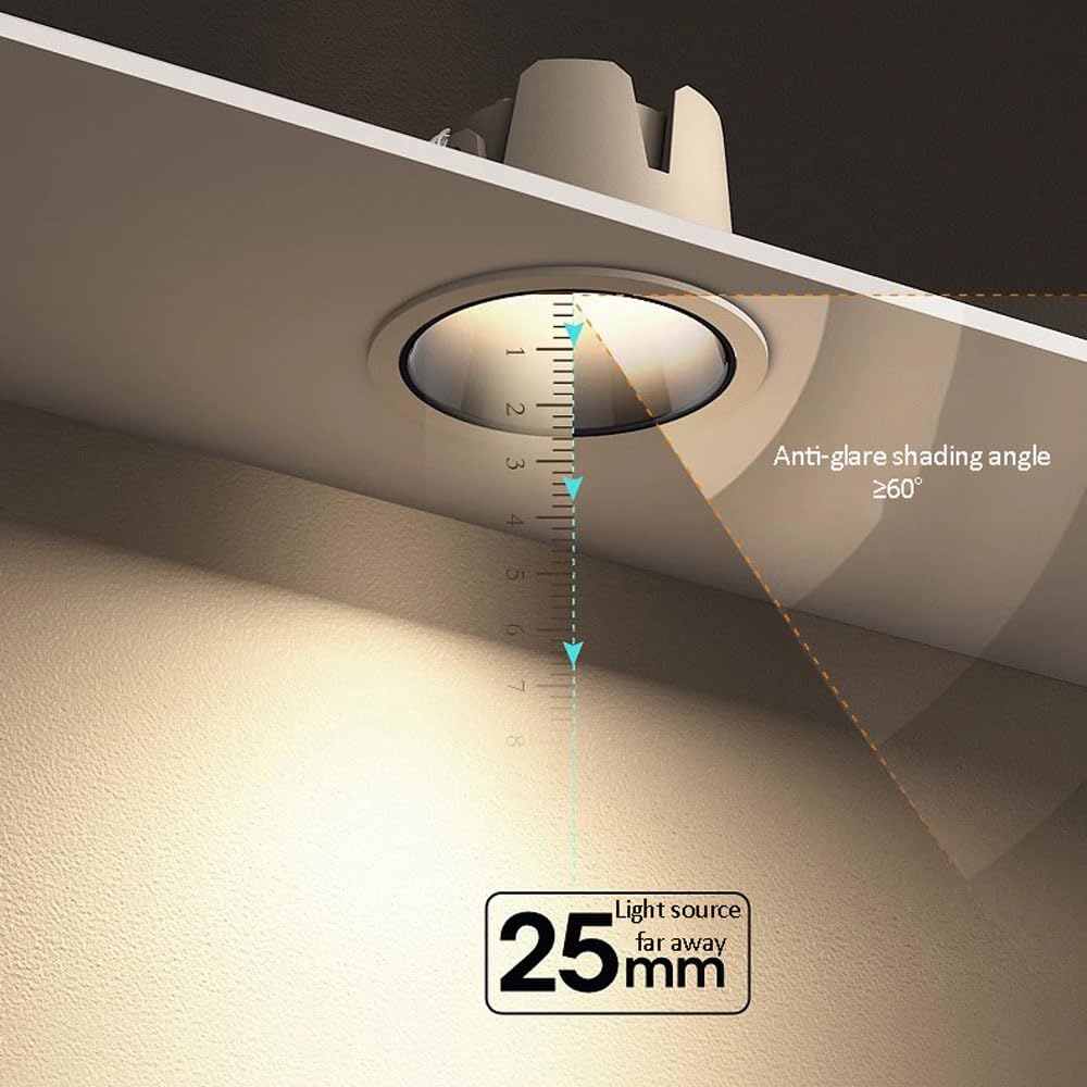 Paquete de 6 focos LED empotrables Regulables, luminaria de Techo de Perfil bajo de 12 W, instalación Sencilla de reemplazo, sin Parpadeo, Luces LED antideslumbrantes de 3000,White
