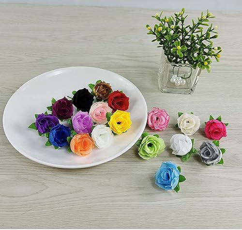Miniatura 2 de SUKPSY 50 cabezas de rosas artificiales de 1.18 pulgadas, cabeza de rosa falsa multicolor de seda para bodas, fiestas, decoración del hogar,