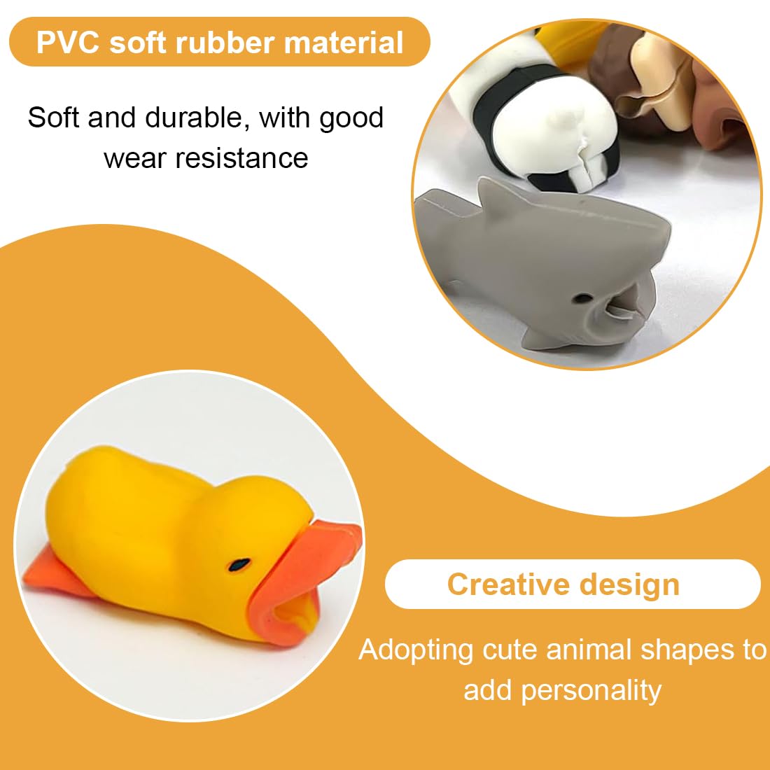 WeddHuis 10 Pcs Protezione Cavi in Silicone Animali, Proteggi Cavo di Ricarica, Anti Rottura Cavi, Protezione per Piegatura Cavi, Compatibile con la Maggior Parte dei Cavi per Smartphone