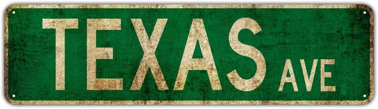 Texas AVE Metal Tin Sign Street Novelty Plaque Wall Hanging 16x4 Inch Decorative Poster Board Funny Wall Decor Garden Man Cave Beer Home