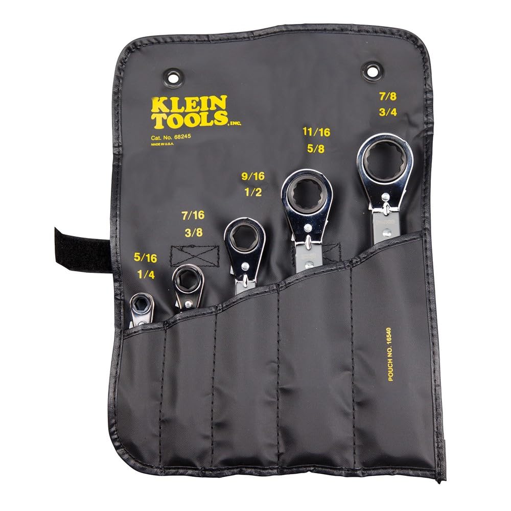 KLEIN TOOLS Set di chiavi a cricchetto reversibili, 5 pezzi, nero, made in USA, 68245