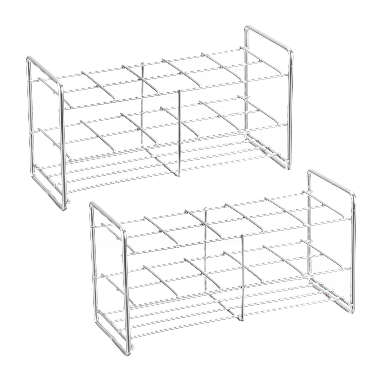 PATIKIL Porta Provette A 10 Fori 2Pezzi Foro Quadrato 31mm Acciaio Inossidabile 304 Supporto A 3 Strati Con Maniglia Adatto Per Provette Da 31mm Diametro Per Esperimenti Scientifici