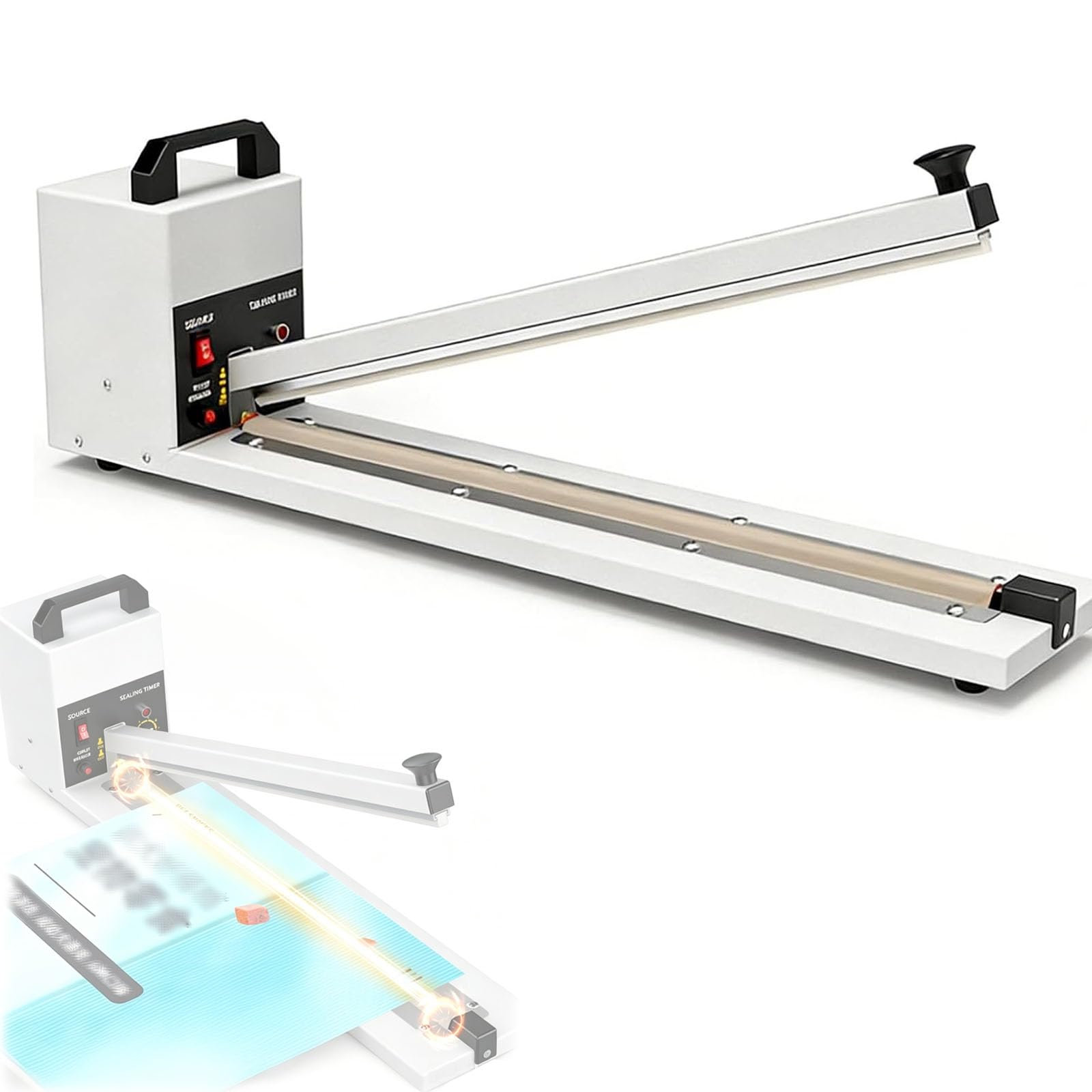 Macchina Sigillatrice Elettrica, Lunghezza Di Saldatura 450 Mm, Larghezza Di Saldatura 8 Mm, Controllo Del Riscaldamento Regolabile Su 8 Livelli, Compatibile Con Sacchetti Di Plastica Di Spessore