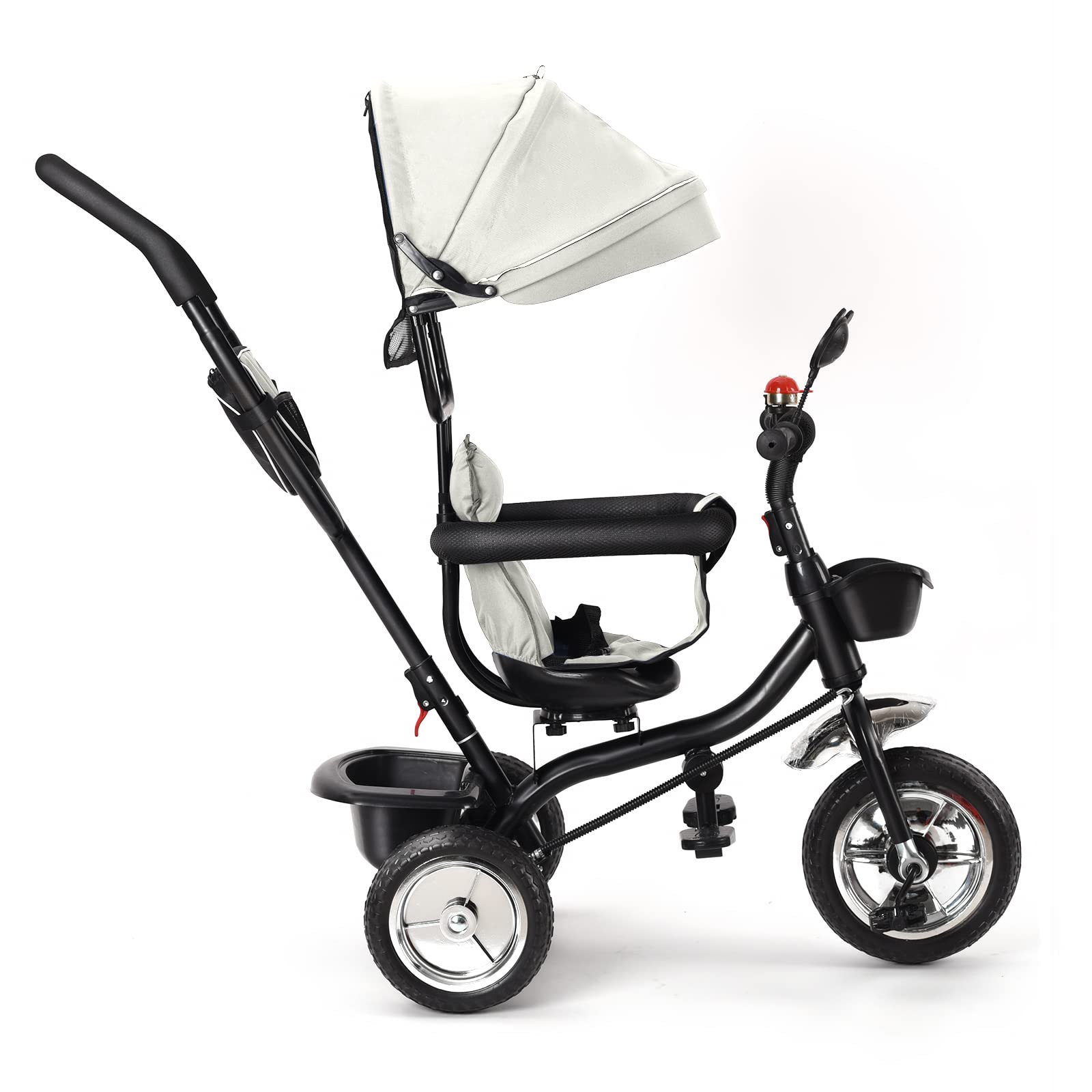 Tricycle 4en1, Vélo Enfant Vélo Enfant avec Siège Réversible et Roues en Caoutchouc Silencieuses, Tricycle Pliable avec Pare-Soleil,pour Les Enfants de 1 à 5 Ans-4 -in -1 (gris clair)