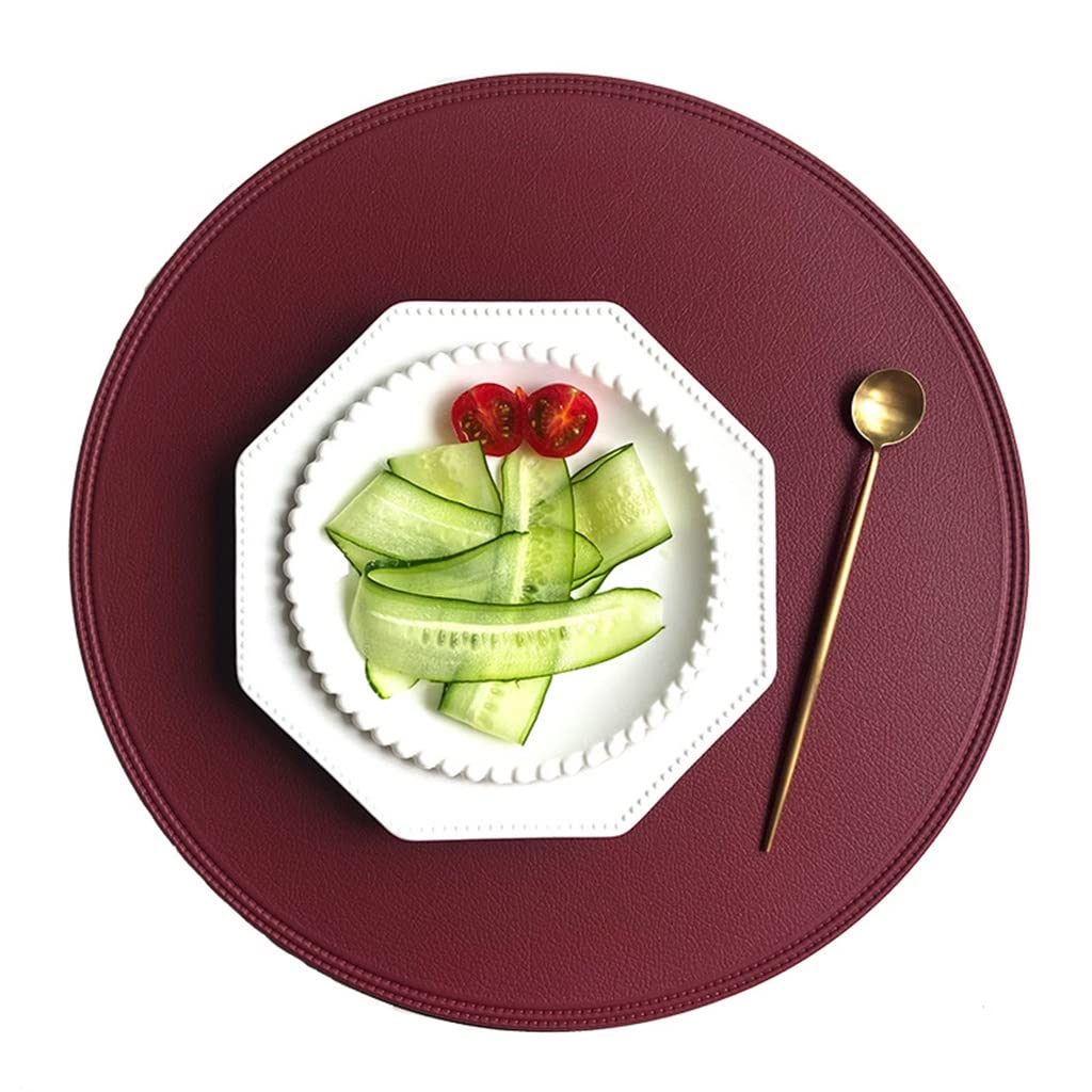 Set de table en PVC style scandinave 38 cm - Dessous d'assiette rond à bord cranté beige