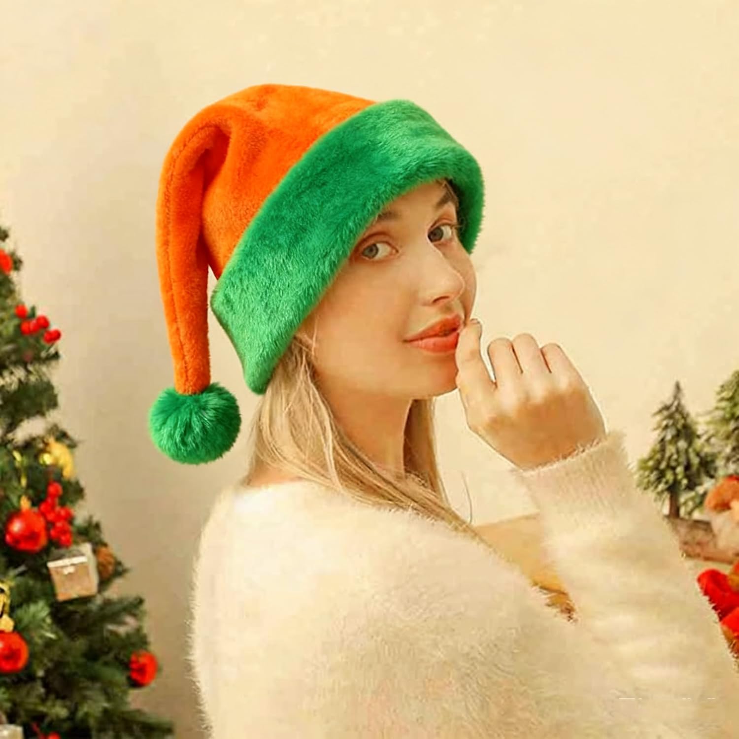 Plush Santa Hat for Adults Christmas Hat Party Hat for New Year Xmas Festival Holiday - Image 5