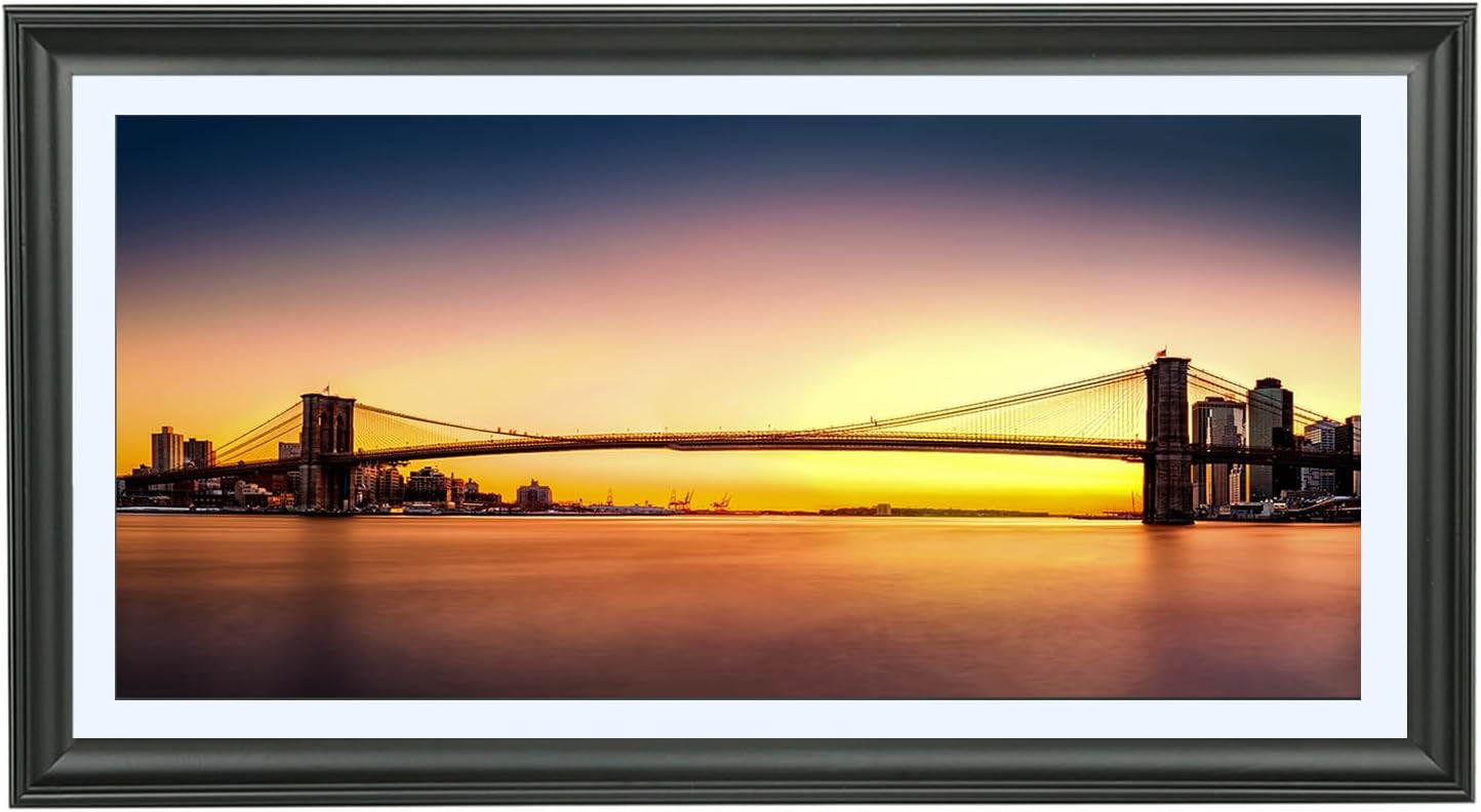 LTYHHK 10x20 Panoramic Picture Frames Solid Wood with 8x18White Mat, Displays 8x18 with Mat or 10x20 Inch without Mat, 8x18 Poster Frame 10x20 Photo Frames Family Wall Black (L23B1020W818)