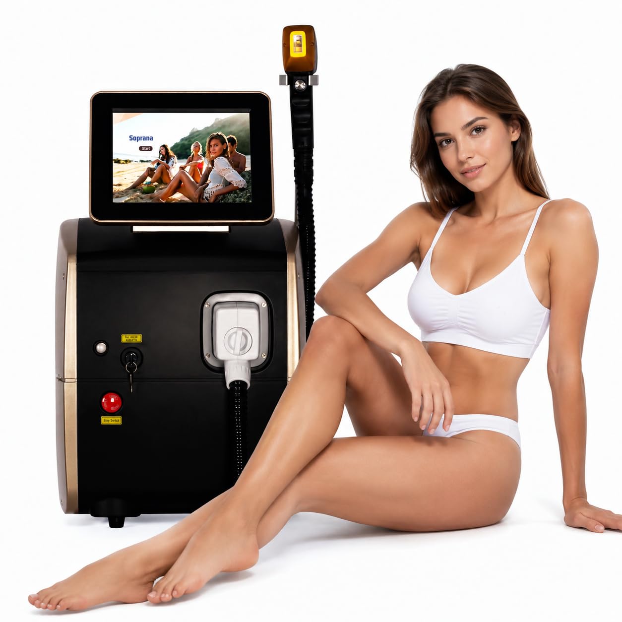 10 Bars, Epilazione laser a diodo 755nm/808nm/1064nm Epilazione indolore | Epilazione permanente Rimuovere i peli superflui da tutto il corpo Uso personale e commerciale