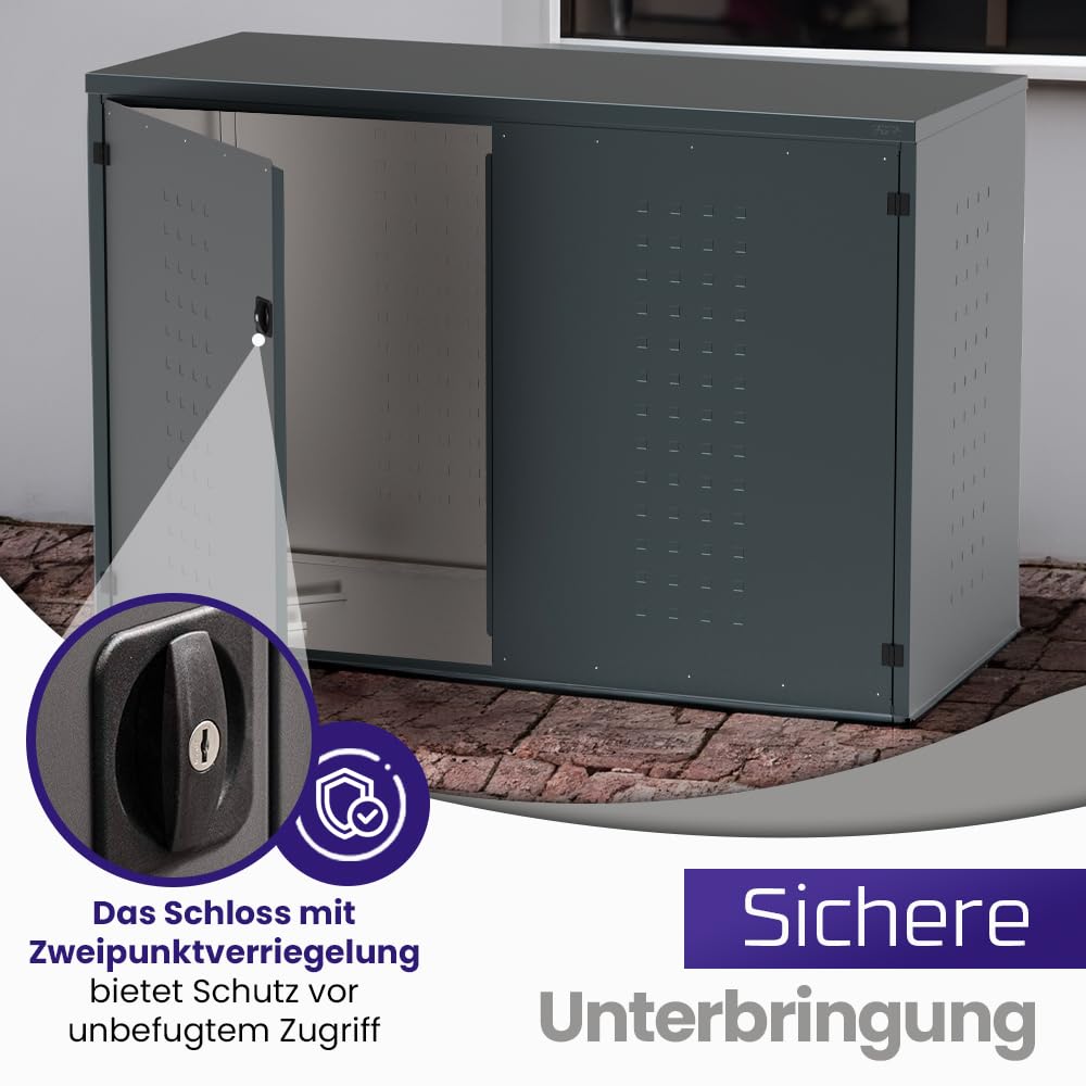 Fahrradgarage für 2–3 Fahrräder oder E-Bikes | Pultdach | Stahl verzinkt Anthrazit | Made in Germany