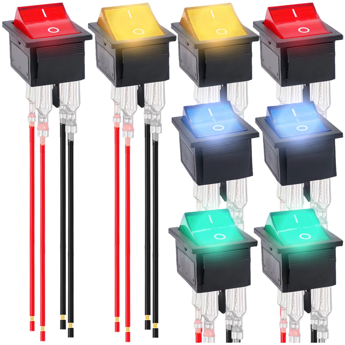 UL Listed DPST 4 Pin 20A Illuminated Red Light Toggle 2-Pack Rocker ...