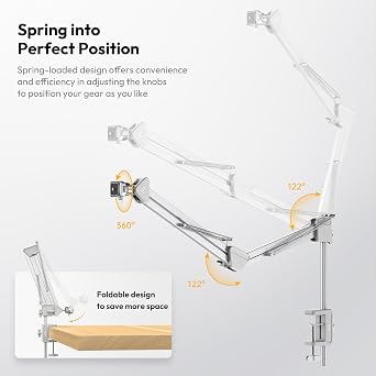 ULANZI TH04 Overhead Camera Mount with Magic Arm and 1/4 Ball Head, Camera Backpack Strap Clip