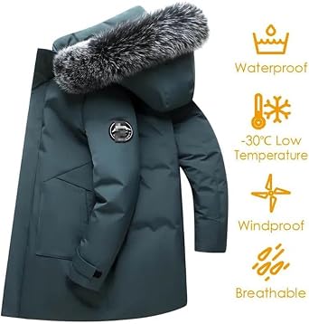 Autumn Winter Men Windproof Down Jacket Coats Mens Warm White Duck Down Hooded Jacket Parkas Multi Pockets Male