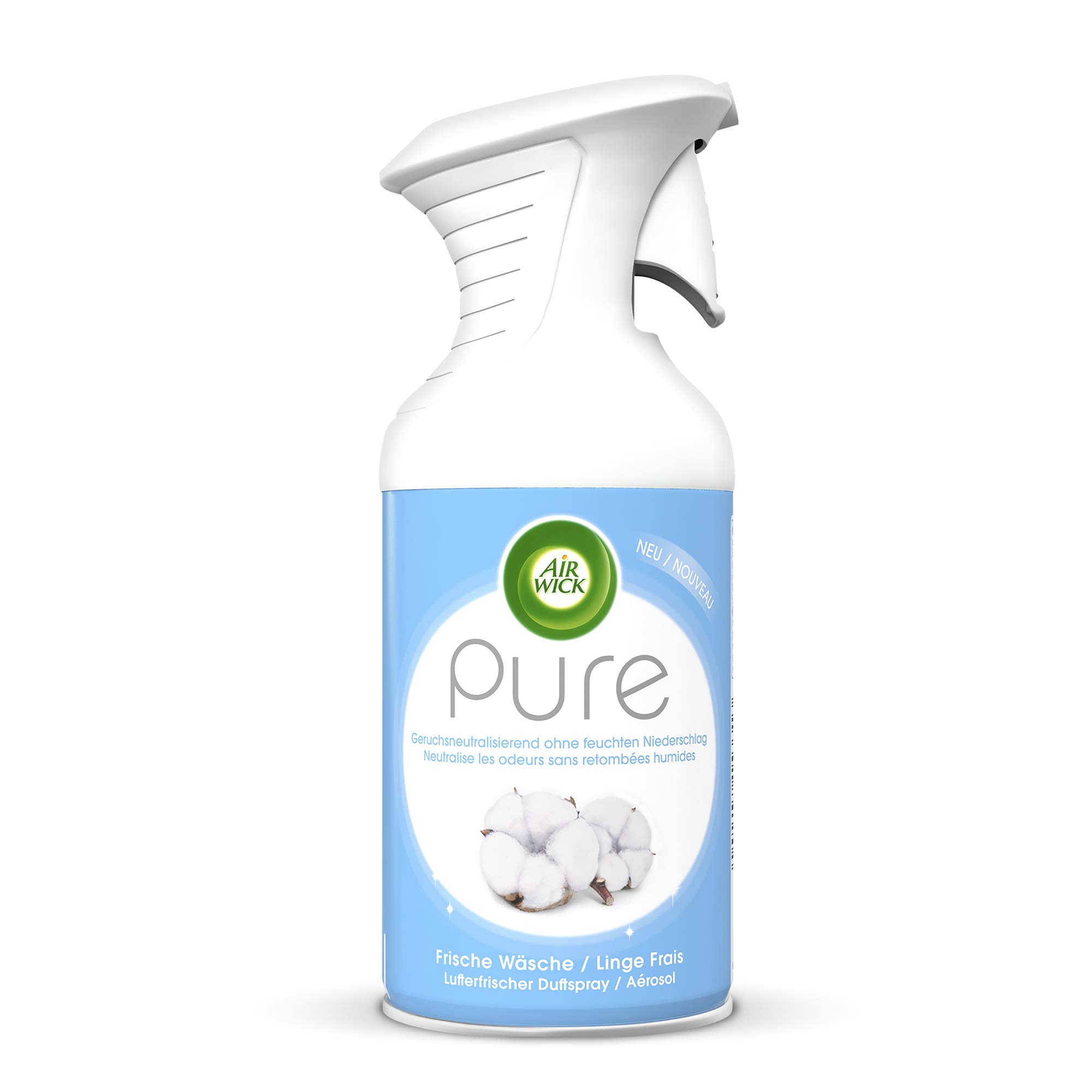 Air Wick PURE Świeże pranie – delikatny spray zapachowy neutralizuje zapachy i bez wilgotnych opadów – zapach: świeże pranie – 6 x 250 ml