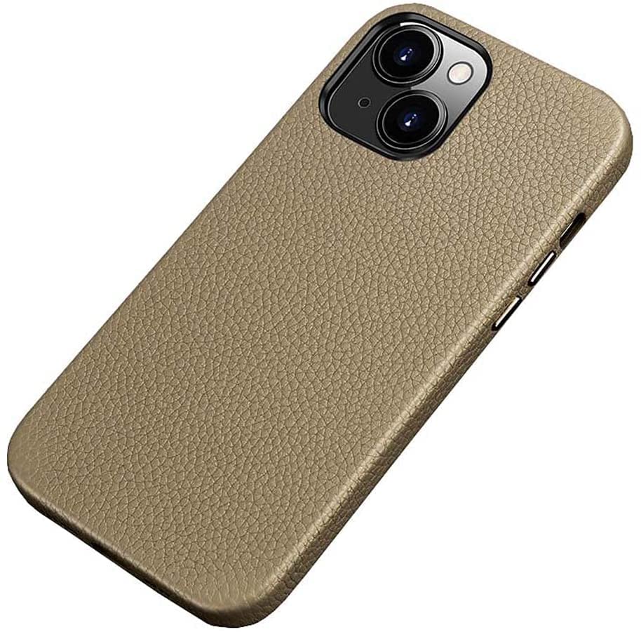 Protection iPhone 13 Mini cuir vert coque arrière antichoc 5,4 pouces
