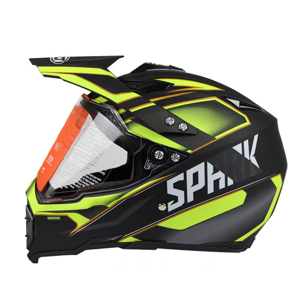 Mangen Casque de Motocross Cross Casque de Moto Casque intégral Scooter VTT MX (Jaune, XL)