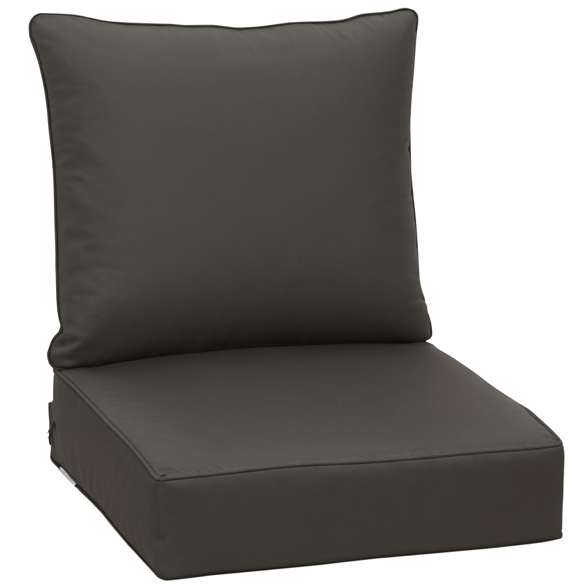 Outsunny Dark Grey Outdoor Seat And Back Cushion Set, 63L X 55W X 15Dcm Olefin Patio Deep Seating Chair Fade Resistant Replacement Cushion For Rattan Sofa, Indoor Or Outdoor Furniture,
