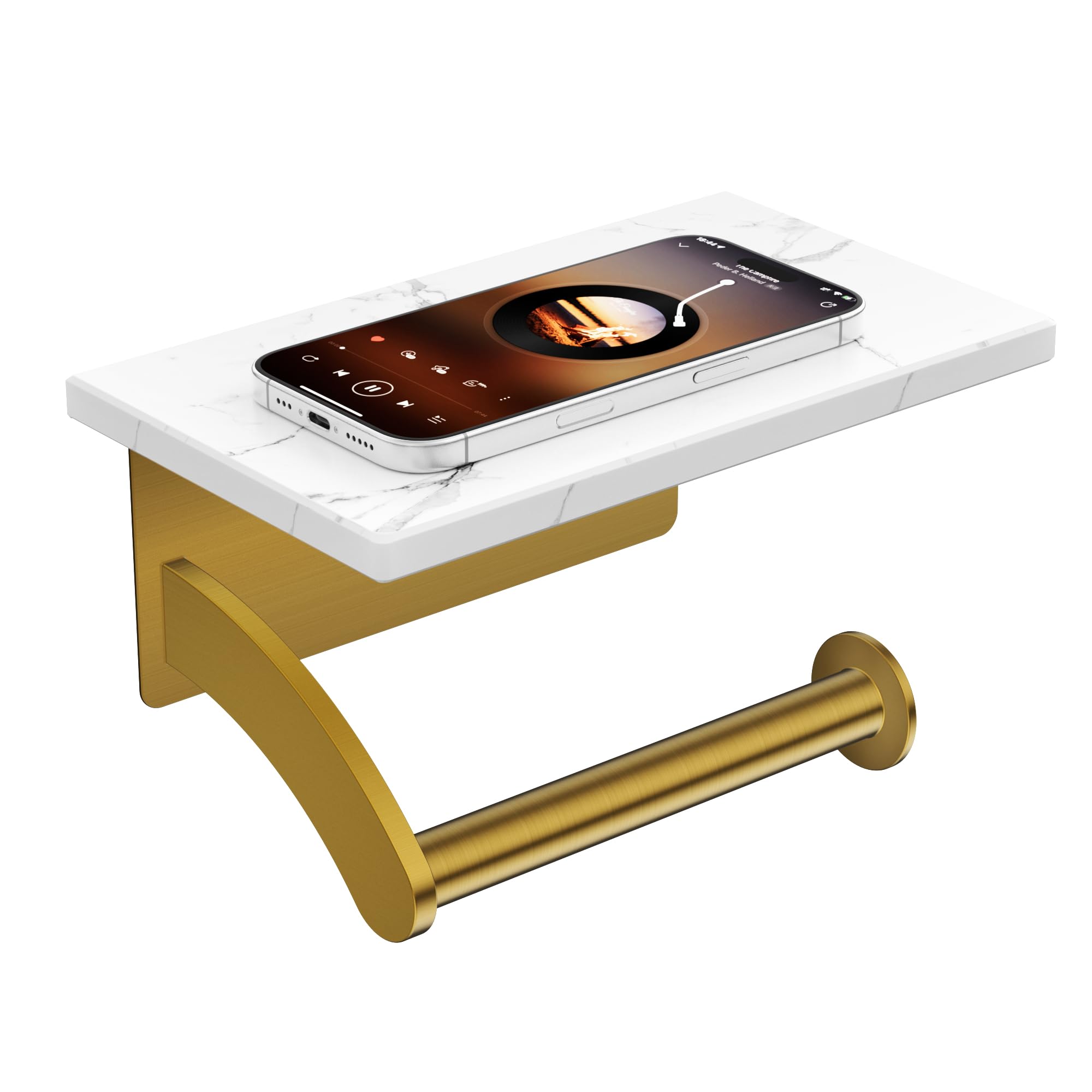 FORIOUS Toilet Paper Holder with Shelf, Natural Marble, Commercial — Amazon image 16