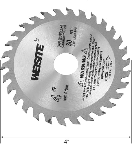 Miniatura 2 de uxcell Hoja de sierra circular con punta de carburo de tungsteno (TCT) de 4 pulgadas, 30 dientes, 12000 rpm, con eje de 5/8 pulgadas