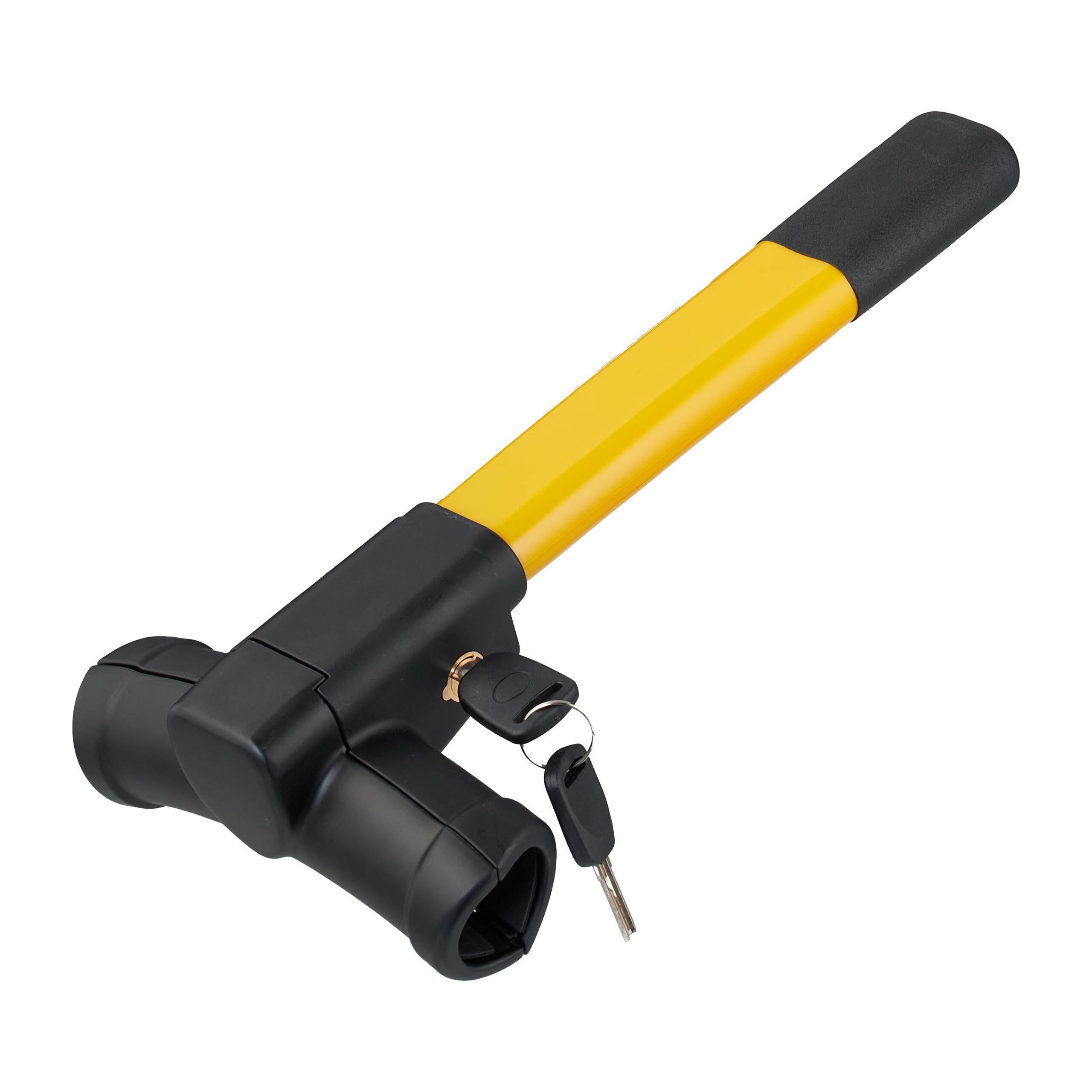 Relaxdays Antifurto Bloccasterzo Auto, Lucchetto Blocca Volante, Protezione Sterzo Universale, Asta Acciaio, Giallo Nero