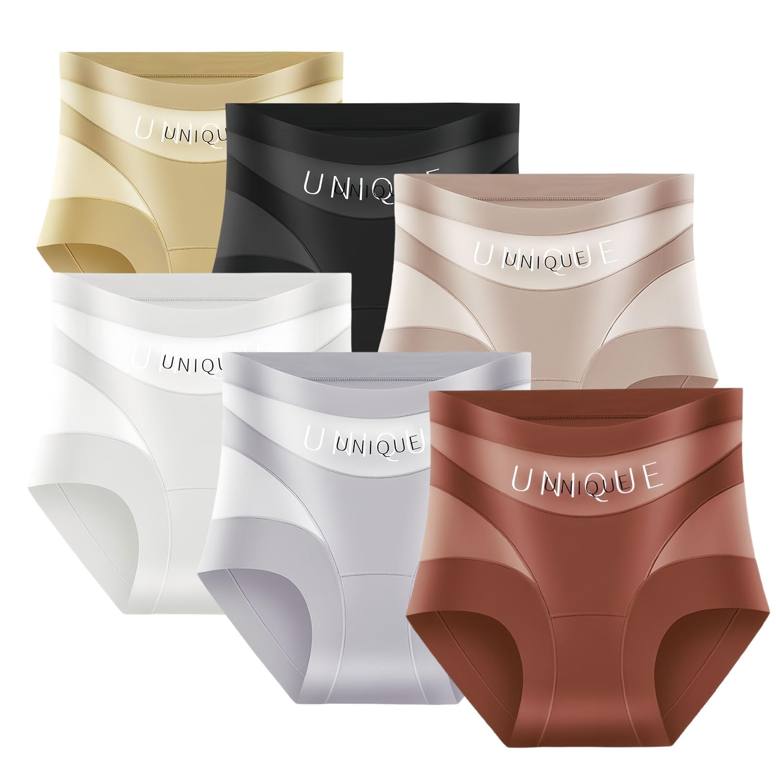 Jeeeun Unique Underwear Tummy Control, High-Waist Tummy Control Seamless Shaping Panties (6PCS,XXL)