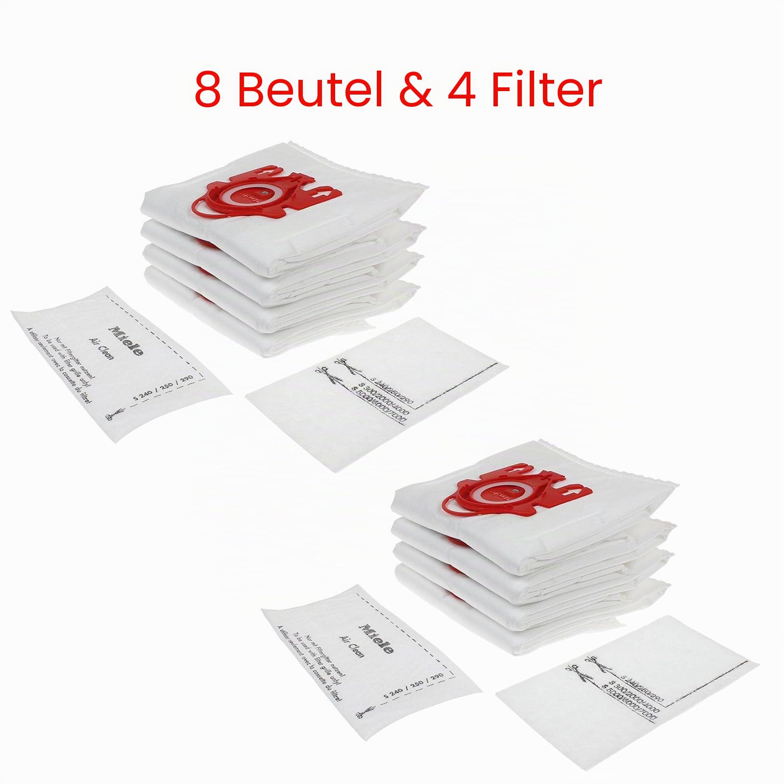 Miele HyClean 3D Efficiency Dust, Typ FJM, 8 Beutel & 4 Filter, Rot